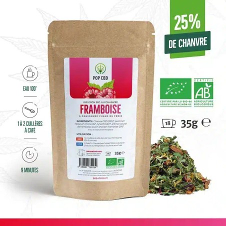 Thé Glacé CBD Bio Framboise 35 g – Pop CBD, Rafraîchissement & Bien-être